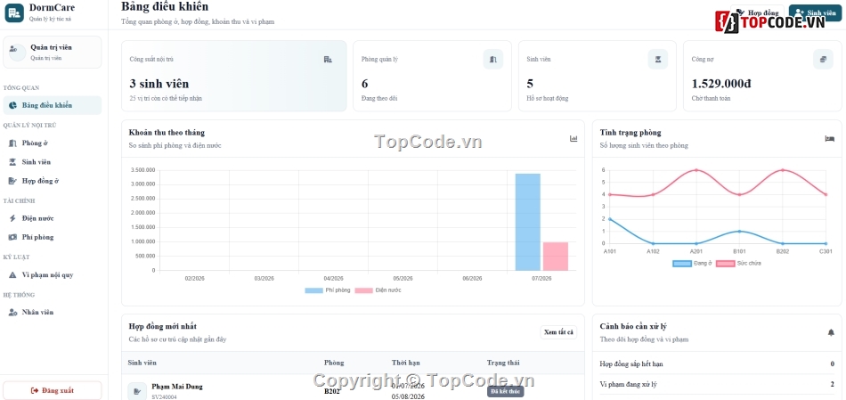 Website quản lý,quản lý,quản lý ký túc xá